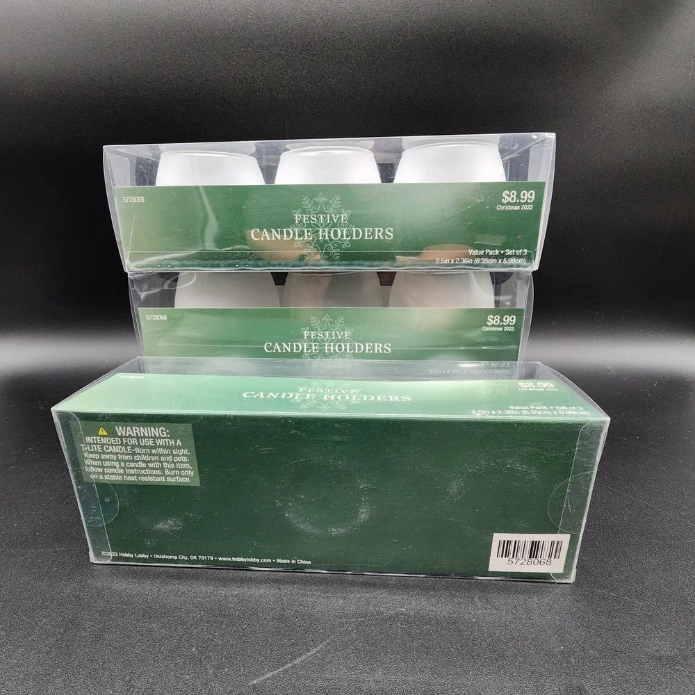 Hobby‎ Lobby Festive Candle Holders Frosted White Glass Votive Set of 12 New